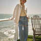 Washed Denim Cut Front Rhinestone Jeans